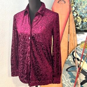 💜Saks FifthAvenue,Textured Semi-Sheer Button-Up Cocktail Blouse,Holiday Wow!S/P